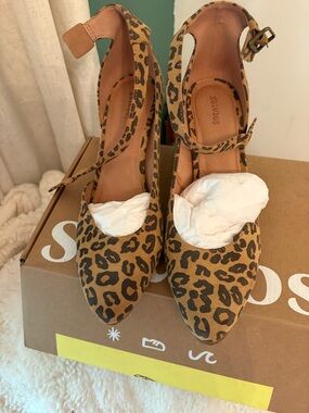 Soludos Gemma Leopard Print Ankle-Strap Pumps - Brown